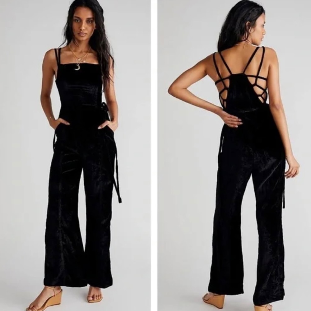 NWT Free People 90s Forever Velvet Overalls - Picture 1 of 4